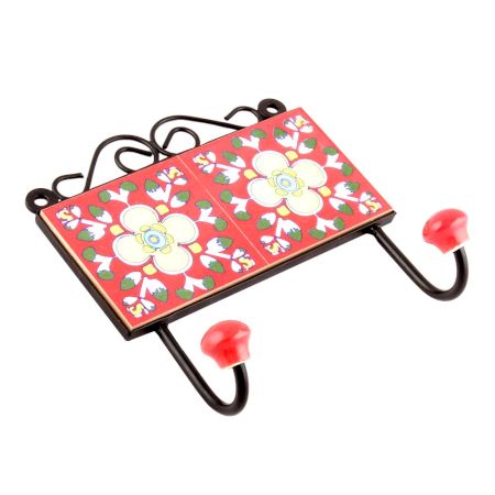 Red And Yellow Floral Ceramic Tiles Hooks Online